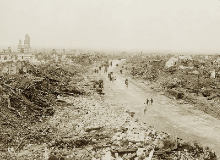 Lens, France, the devastated coal mining region of northern France, 220 coal pits rendered useless.