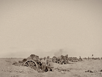 18 pounder battery in action at Battle of Shaik Saad, Mesopotamia 1916