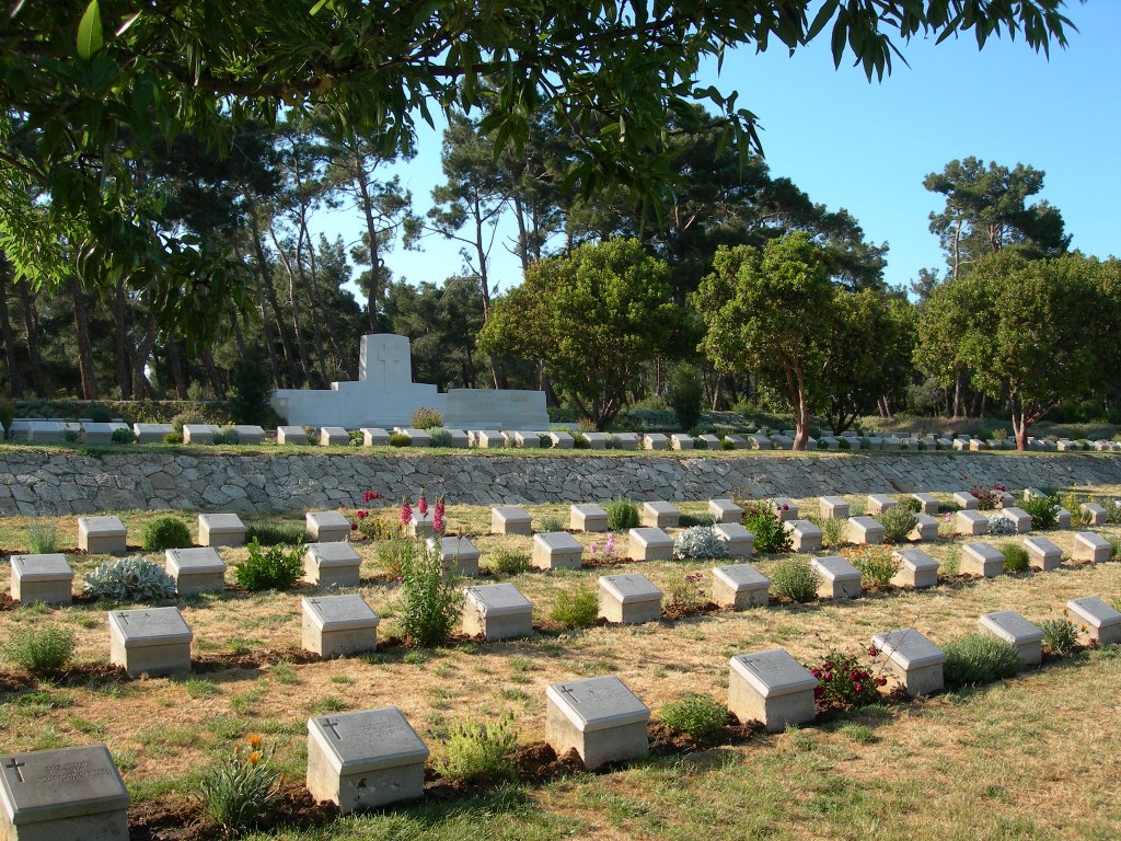 Beautiful sunlit panorama of Pink Farm Cemetery, Gallipoli, Turkey