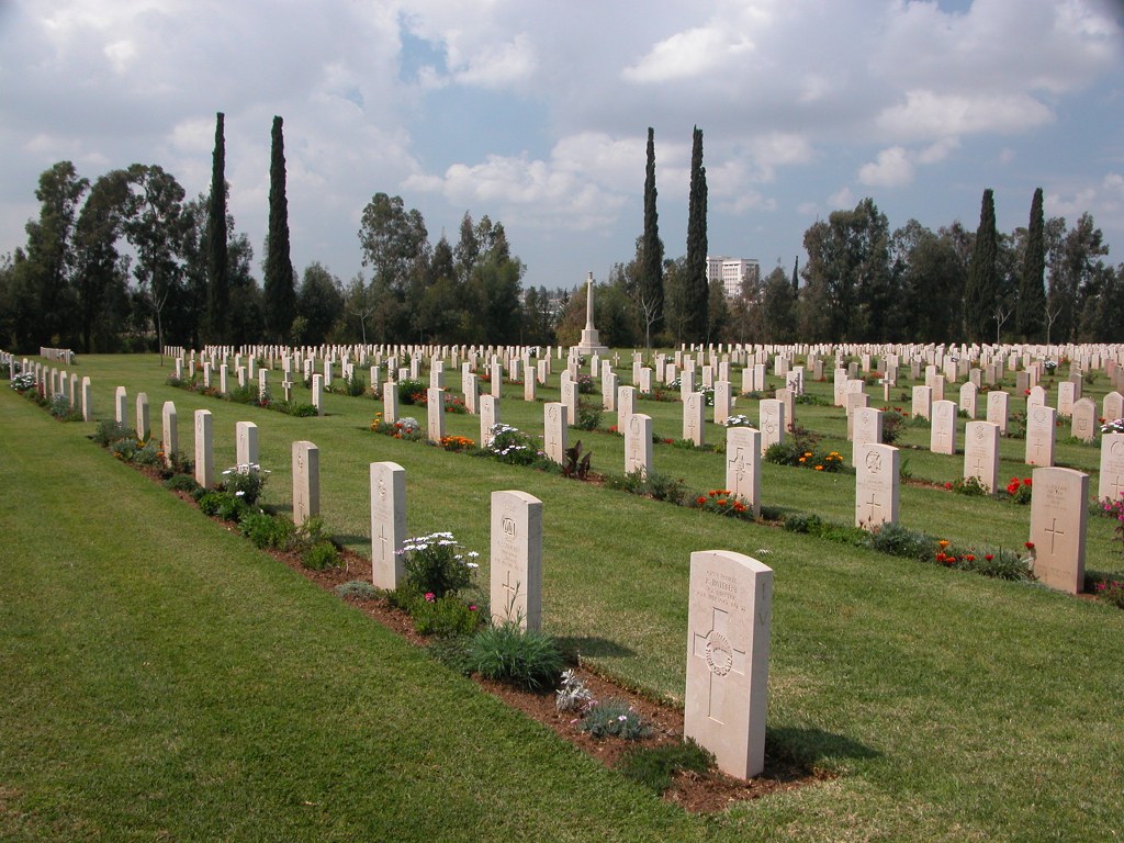 Beautiful sunlit rows of headstones at Ramleh War Cemetery